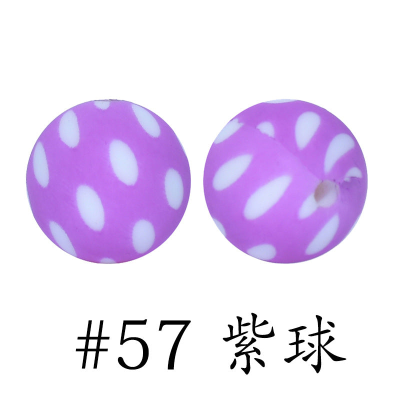 Wholesale 50pcs 16mm Print Silicone Beads Colorful Silicone Water Transfer Beads